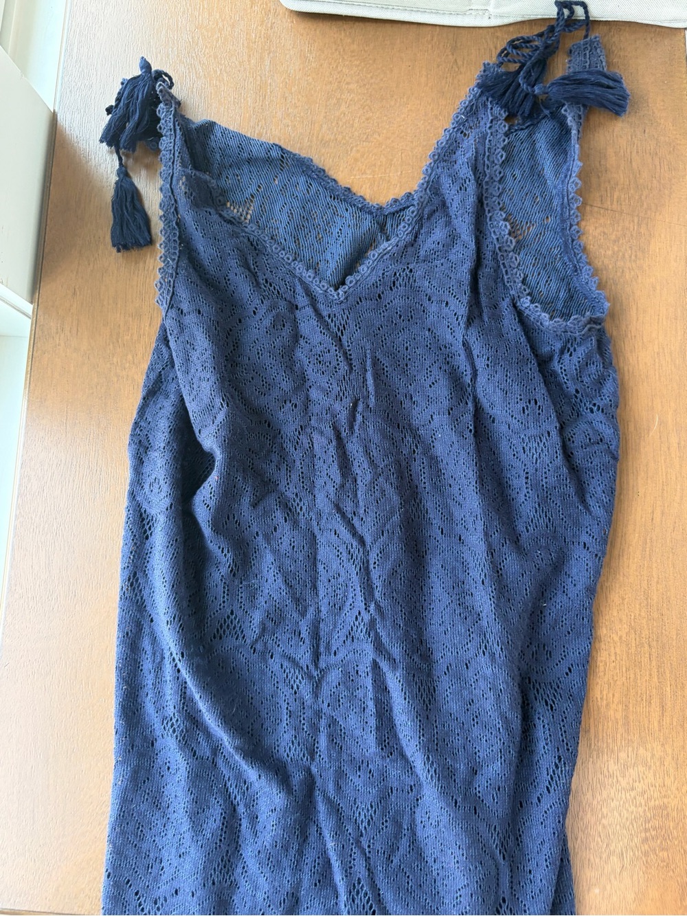 aerie Navy Lace Swim Coverup Tank with Tie Straps